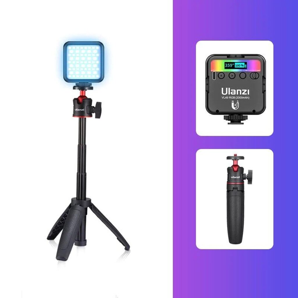 [ประกันศูนย์ไทย 1 ปี] Ulanzi VL49 Mini RGB 360 สี Light Rechargable ไฟสตูดิโอ LED ไฟติดหัวกล้อง ไฟเซลฟี่ ไฟถ่ายสินค้า...
