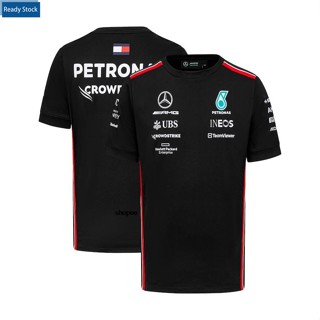 เสื้อยืดแขนสั้น พิมพ์ลายทีม Mercedes AMG Petronas F1 แฟชั่นฤดูร้อน สําหรับผู้ชาย และผู้หญิง 2023