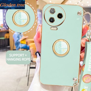 เคสโทรศัพท์มือถือ ลายต้นไม้ Gloden พร้อมขาตั้ง และสายคล้อง สําหรับ Infinix Note 12 Pro 4G 5G X671B X676B Infinix Note 12 (2023) Note 12 VIP X672