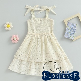 Kidshouse- ชุดเดรสแขนกุดลําลอง เปิดไหล่ แต่งโบว์ แต่งระบาย แต่งลูกไม้ แฟชั่นฤดูร้อน สําหรับเด็กผู้หญิงวัยหัดเดิน