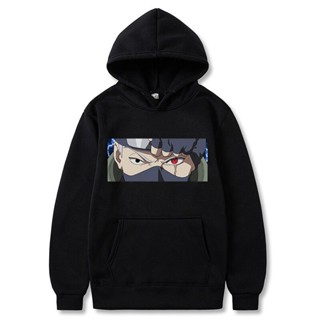 เสื้อกันหนาวแขนยาว มีฮู้ด ผ้าฝ้าย ลายการ์ตูนนารูโตะ Kakashi Hatake Sharingan แฟชั่นสําหรับผู้ชาย