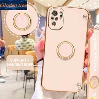 เคสโทรศัพท์มือถือ ลายต้นไม้ Gloden พร้อมขาตั้ง และสายคล้อง สําหรับ Xiaomi Redmi Note 10 4G Note 10S Redmi Note 10 Pro Max