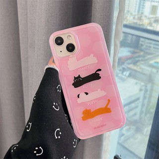 เคสโทรศัพท์มือถือ ซิลิโคน กันกระแทก ลายการ์ตูนแมวน่ารัก สองชั้น สําหรับ iPhone 11 12 13 14promax 14pro 13 12 11 14