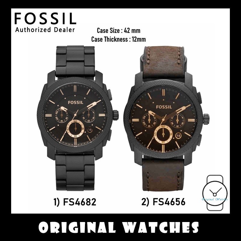 Fossil นาฬิกาข้อมือ โครโนกราฟ สายหนัง สีน้ําตาล ขนาดกลาง 42 มม. FS4656 FS4682