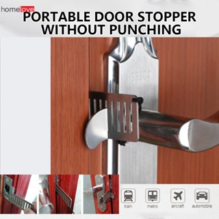 ล็อคประตูแบบพกพา Addalock Stainless Steel Punch-free Security Privacy Door Lock Heavy Duty Door Lock Latch For Travel Hotel homelove