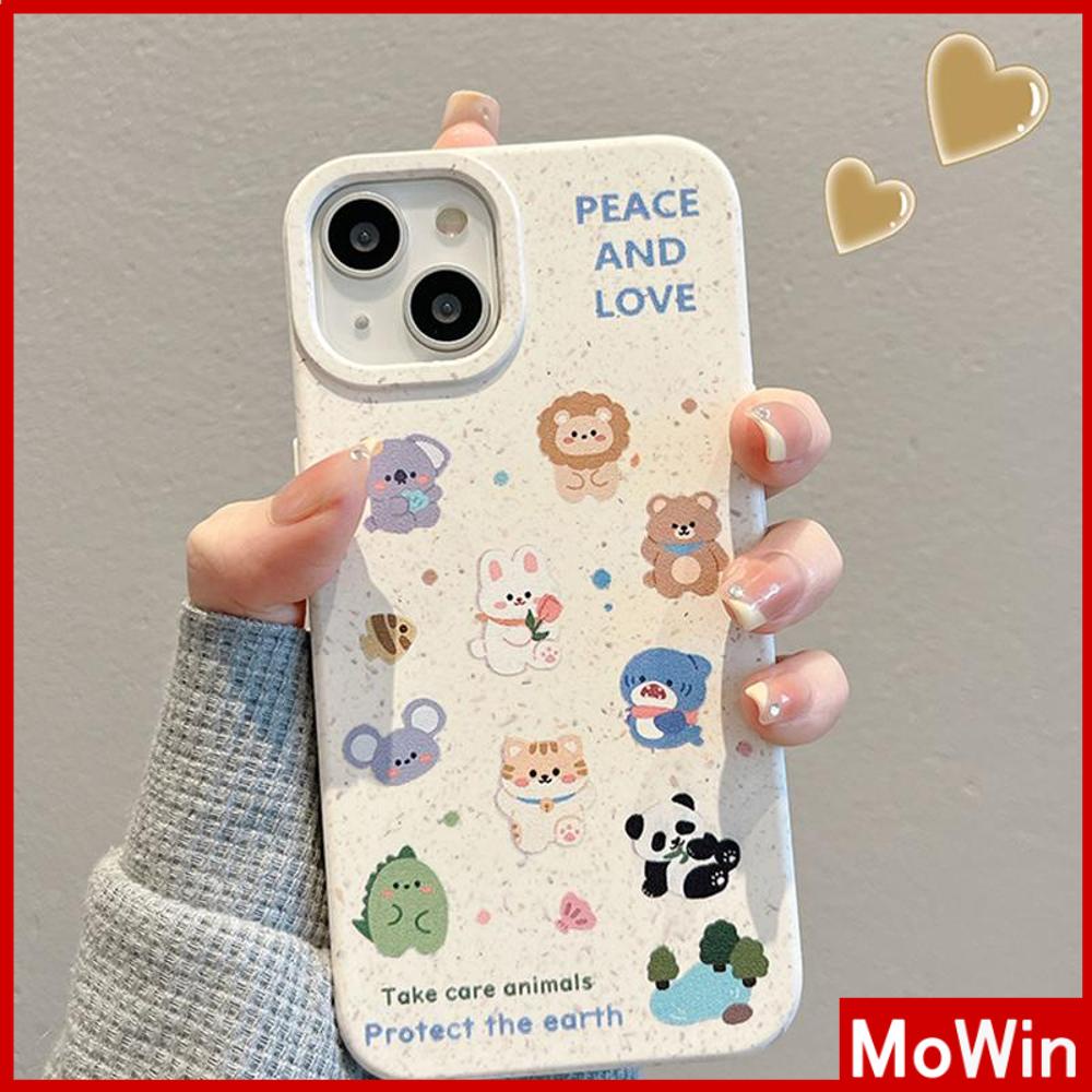Mowin - เข้ากันได้สำหรับ 15 เคสไอโฟน11 เคส iphone 11 เป็นมิตรกับสิ่งแวดล้อมเคสโทรศัพท์ที่ย่อยสลายได้นุ่มกันกระแทกสีขาวป้องกันสัตว์น่ารักเข้ากันได้กับ iPhone 13 Pro max 12 Pro Max 11 xr xs max 7 8Plus
