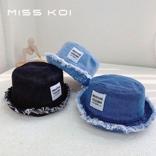 Misskoi [พร้อมส่ง] หมวกบักเก็ตยีน สีพื้น แฟชั่นฤดูร้อน สําหรับผู้หญิง