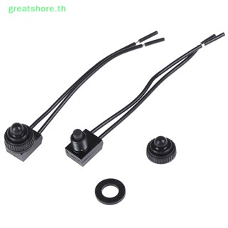 Greatshore ปุ่มกดสวิตช์เปิดปิด 12V กันน้ํา พร้อมสายตะกั่ว 4 นิ้ว สีดํา 2 ชิ้น