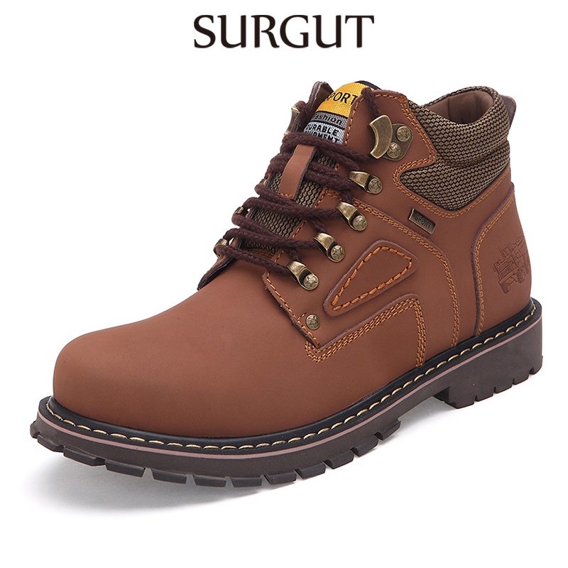 Surgut ใหม่ รองเท้าบูทลําลอง หุ้มข้อ แต่งขนเฟอร์ ให้ความอบอุ่น เหมาะกับใส่ทํางานกลางแจ้ง แฟชั่นฤดูใบไม้ร่วง และฤดูหนาว สไตล์คลาสสิก สําหรับผู้ชาย