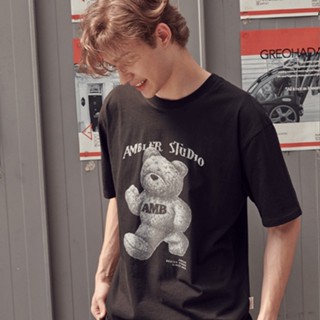 เมย์1  [Ambler] - Unisex เสื้อยืด ทรงโอเวอร์ฟิต ลายหมี สไตล์วินเทจ 2023 S/S AS1019