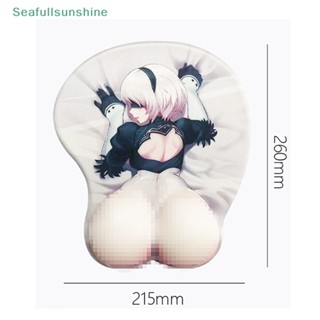 Seaf&gt; แผ่นรองเมาส์ กันลื่น ลายการ์ตูนอนิเมะน่ารัก 3D Nier 2B 3D พร้อมที่รองข้อมือ สําหรับเล่นเกม