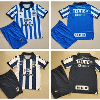 เสื้อกีฬาแขนสั้น ลายทีมชาติฟุตบอล Monterrey rayados 23-24 ชุดเหย้า สําหรับเด็ก