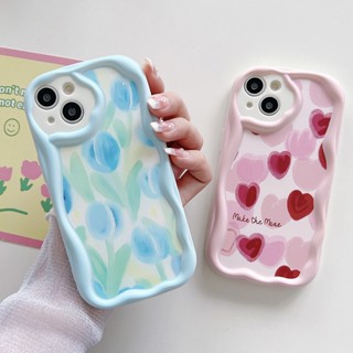 แฟชั่นการ์ตูนพาสเทล Blue Tulip Pink Heart Case สำหรับ Realme 9i-8 Pro 4G 10.8-8i 7.7i 6.6i 6s 5.5i-5s Pro กรณีโทรศัพท์กันกระแทกด้านหลัง