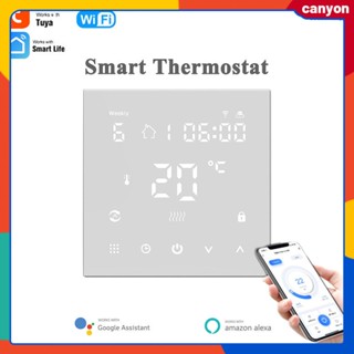 Tuya Wifi Smart Thermostat Temperature Controller สำหรับทำความร้อนใต้พื้นไฟฟ้า หม้อต้มน้ำ/ก๊าซ รองรับการควบคุมด้วยเสียง ทำงานร่วมกับ Alexa และ Google Assistant canyon