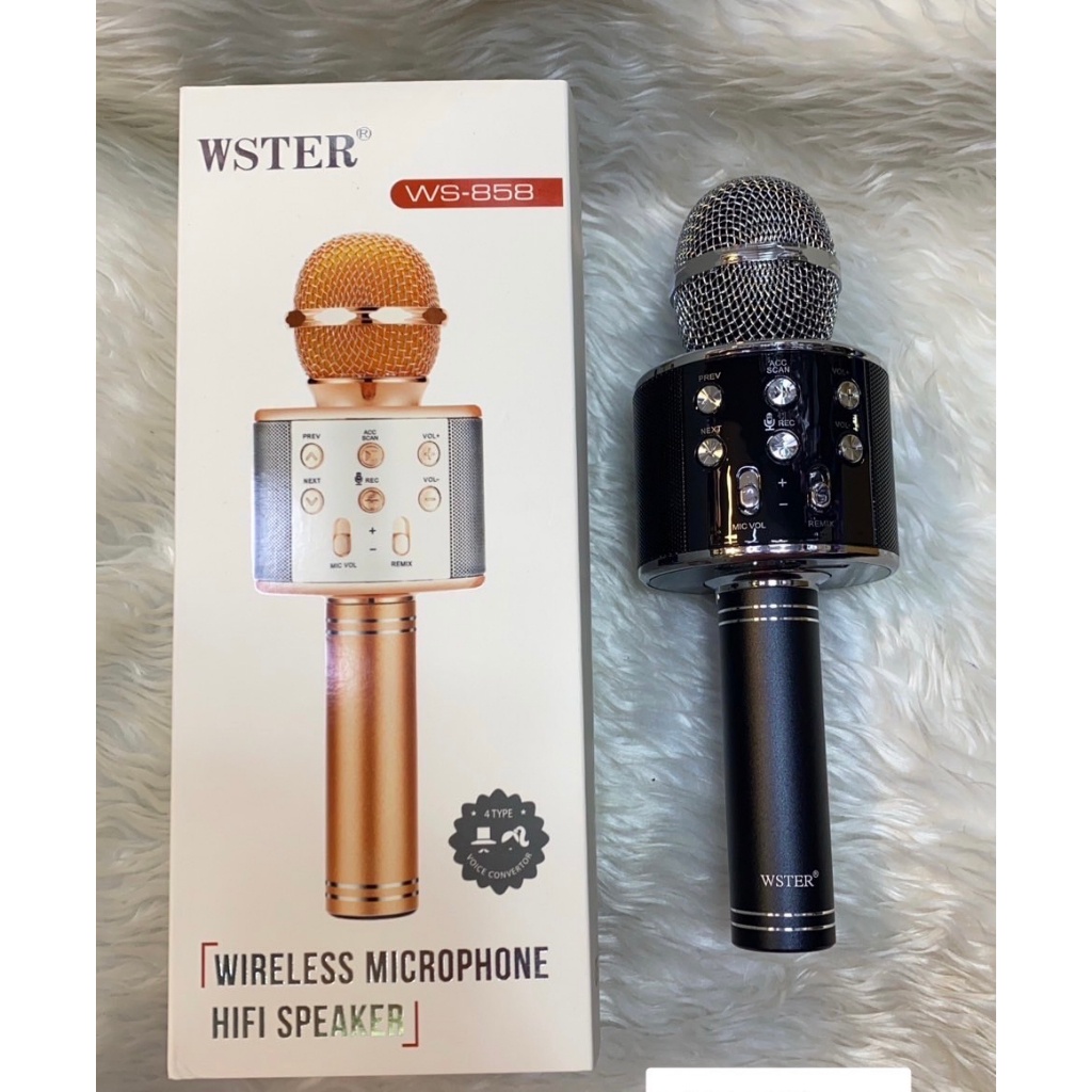 💓WS-858💓ล่าสุดสุดใหม่ ไมค์คาราโอเกะ​ บลูทูธ สวยดีไซน์ดี  รุ่น WS-858 REC💚Storm💚