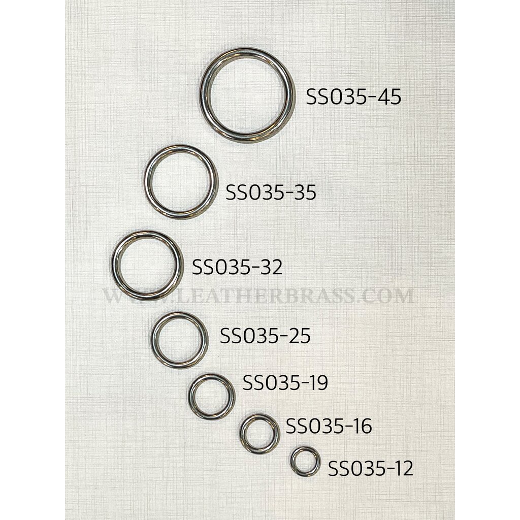 SS035 ห่วงกลมสเตนเลส ไม่มีรอยต่อ อะไหล่ทองเหลืองแท้ อุปกรณ์งานหนัง **ราคาต่อชิ้น**