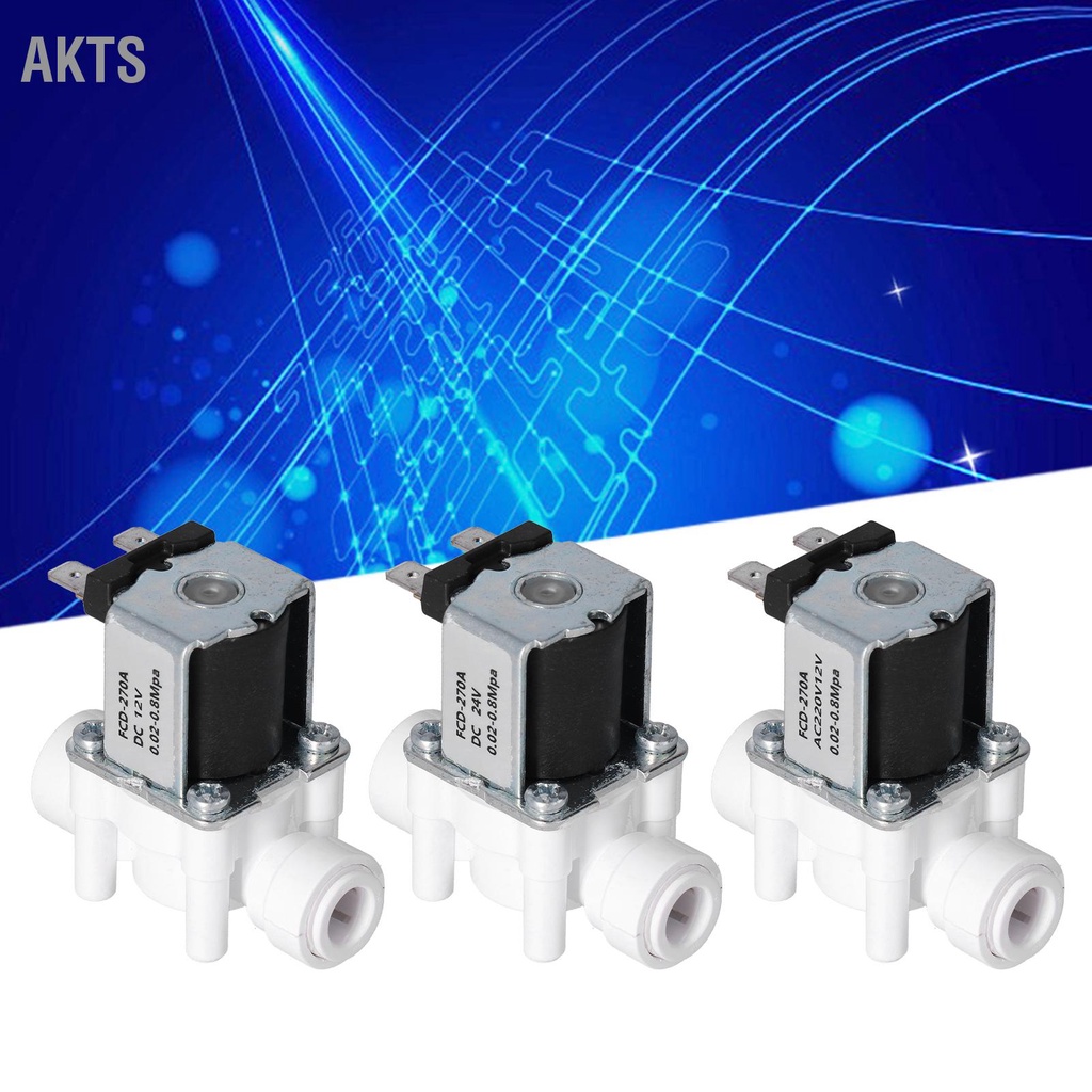 AKTS โซลินอยด์วาล์วไฟฟ้าพลาสติก 3 / 8in Quick Connector ปกติปิดโซลินอยด์วาล์ว