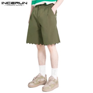 Incerun กางเกงขาสั้น สีพื้น สําหรับผู้ชาย