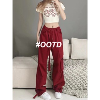  OOTD SHOP กางเกงขายาว คาร์โก้ กางเกง ผู้หญิงแฟชั่นเกาหลี  Beautiful รุ่นใหม่ Stylish Trendy A20M06H 36Z230909