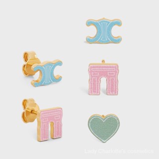 [0710]QDXG-SDY Celin Cute Female Rainbow Color Candy Earrings Set Earrings Ins Fresh Arc De Triomphe Early Spring Earrings Big Brand Design Sense