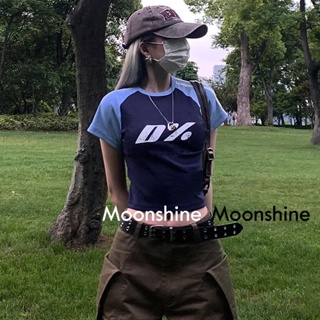 Moon เสื้อครอป เสื้อแฟชั่นผู้หญิง y2k สีพื้น สําหรับผู้หญิง ใส่ไปคลับ ปาร์ตี้ 2023 NEW Jl1028