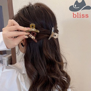 BLISS กิ๊บติดผมอะคริลิค พิมพ์ลายตัวอักษร ฉลาม สร้างสรรค์ เรียบง่าย สําหรับผู้หญิง