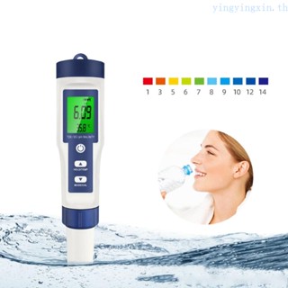 Yin เครื่องวัดค่า PH ดิจิทัล แบบปากกา คุณภาพน้ํา 5 in 1 PH TDS EC Salinity Temp