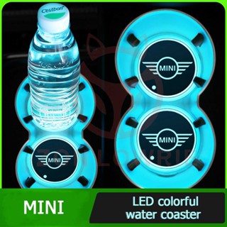 แผ่นรองแก้วน้ํา มีไฟ Led หลากสี สําหรับรถยนต์ Mini Cooper S one Clubman Countryman F55 F56