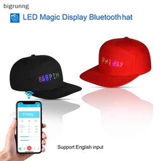 Bigrunng หมวกเบสบอล มีไฟ LED ควบคุมผ่านแอปโทรศัพท์มือถือ บลูทูธ สไตล์ฮิปฮอป สตรีท สําหรับทุกเพศ