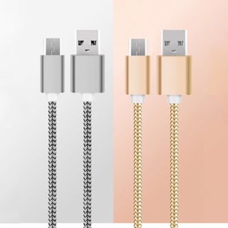 Rich2.br สายชาร์จโทรศัพท์ Micro USB ไนล่อนถัก ยาว 1 ม. สําหรับ Android