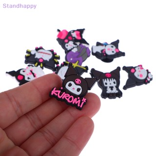 Standhappy หัวเข็มขัด PVC ลายการ์ตูนอนิเมะ Kuromi สําหรับตกแต่งรองเท้าเด็กผู้หญิง 5 ชิ้น