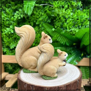 [Hatel] 2x Garden Squirrel Sculpture Outdoor Squirrel Statues Art Crafts Decorative Resin Figurines Squirrel Ornament for Fairy Garden Backyard Lawn