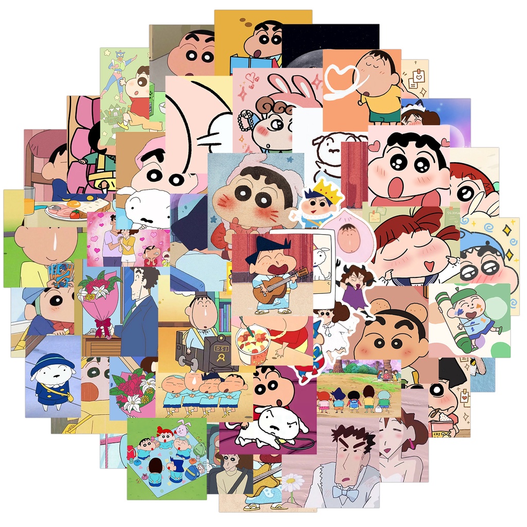 สติกเกอร์ ลายการ์ตูนชินจัง สําหรับตกแต่งกระเป๋าเดินทาง แล็ปท็อป โน๊ตบุ๊ค โทรศัพท์ เหมาะกับเด็ก มี 50 ชิ้น