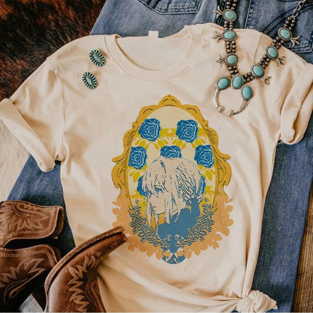 เสื้อยืด Violet Evergarden ผู้หญิงกราฟิก Y2K มังงะ Tee หญิง y2k เสื้อผ้า