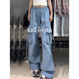 Solenne  กางเกงขายาว กางเกงยีสน์ผู้หญิง ทรงหลวม ๆ ตรง Retro Hip Hop Pants 2023 NEW Style สวยงาม High quality Chic Comfortable A20M06Z 36Z230909