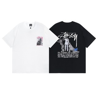 Stussy-lion เสื้อยืดคอกลม แขนสั้น ผ้าฝ้ายแท้ พิมพ์ลายสิงโต แฟชั่นสําหรับผู้ชาย และผู้หญิง Tkydduy