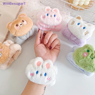 [WillBesugarT] สายรัดข้อมือ ผ้าขนหนูไมโครไฟเบอร์ กันน้ํา กันเปื้อน ลายการ์ตูนน่ารัก 2 ชิ้น