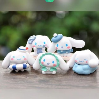 ตุ๊กตาฟิกเกอร์ Sanrio Cinnamoroll Daily Swimming Ring Big-eared Dog DIY สําหรับตกแต่งเค้ก ตั้งโต๊ะ 5 ชิ้น ต่อชุด