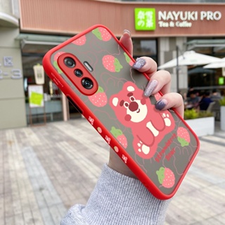 เคสซิลิโคนนิ่ม แบบแข็ง ลายการ์ตูนหมีสตรอเบอร์รี่ กันกระแทก สําหรับ Xiaomi MI Poco F3 GT Redmi K40 Gaming Poco F4 GT K50