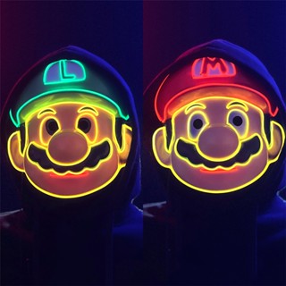 หน้ากากไฟ led ลายการ์ตูนอนิเมะ Mario Super Mario สําหรับปาร์ตี้ฮาโลวีน