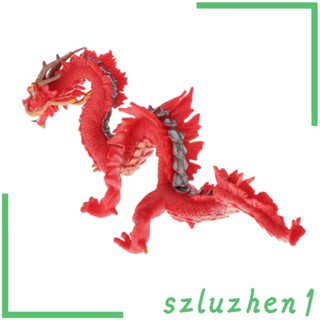 [Szluzhen1] ของเล่นฟิกเกอร์มังกรจิ๋ว สีแดง สําหรับตกแต่งบ้าน