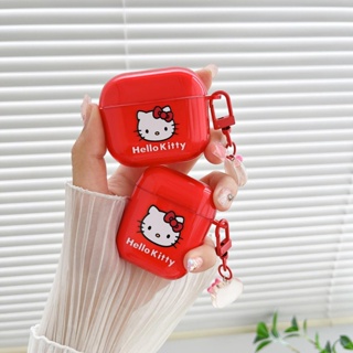 เคสหูฟังบลูทูธไร้สาย TPU นิ่ม แบบใส กันตก ลายคิตตี้น่ารัก พร้อมจี้ สําหรับ Airpods 1 2 Pro2 2022 Gen3