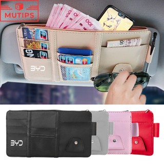 Byd กระเป๋าหนัง มีซิป สําหรับใส่จัดเก็บปากกา และบัตร ที่บังแดดรถยนต์ Atto 3 Yuan plus Atto 4 Seal Han EV Dolphin Tang Qin E3 E2 S1