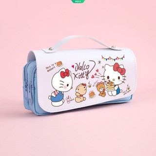 Sanrio กระเป๋าเครื่องเขียน กระเป๋าปากกา ขนาดใหญ่ จุของได้เยอะ ลาย Hello Kitty น่ารัก สีสันสดใส แฟชั่นสําหรับผู้ชาย และผู้หญิง