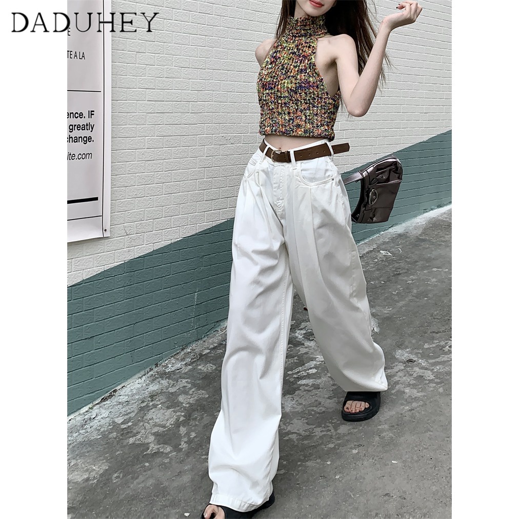 DaDuHey Korean Style Wide Leg Loose Sliding Wide Leg Jeans Women's Summer Niche High Waist Dropping Mop Pants