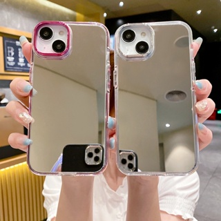 เคสโทรศัพท์มือถือกระจกชุบสีพื้น กันกระแทก สําหรับ iPhone 14Pro 13 12 11 Pro Max