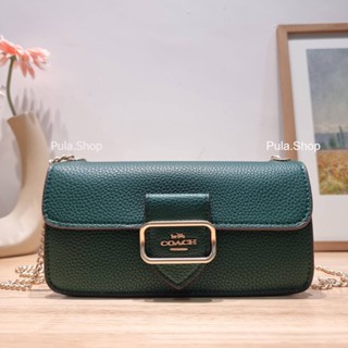 กระเป๋าสะพายข้างผู้หญิง Morgan Crossbody CF488 สีเขียวอะไหล่สีทอง 007