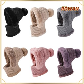 Rowans หมวกถัก ผ้ากํามะหยี่ขนนิ่ม ป้องกันหู แฟชั่นฤดูใบไม้ร่วง ฤดูหนาว