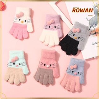 Rowans ถุงมือ ผ้าขนสัตว์นุ่ม เต็มนิ้ว ลายกระต่ายน่ารัก สําหรับเด็ก