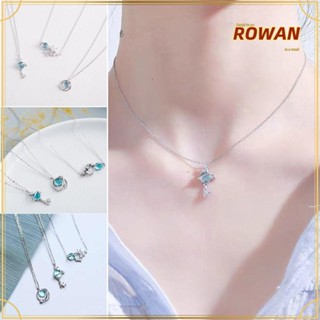 Rowans สร้อยคอโซ่ จี้ดาวเคราะห์ ดาวตก สีฟ้า เครื่องประดับแฟชั่น 4 ชิ้น